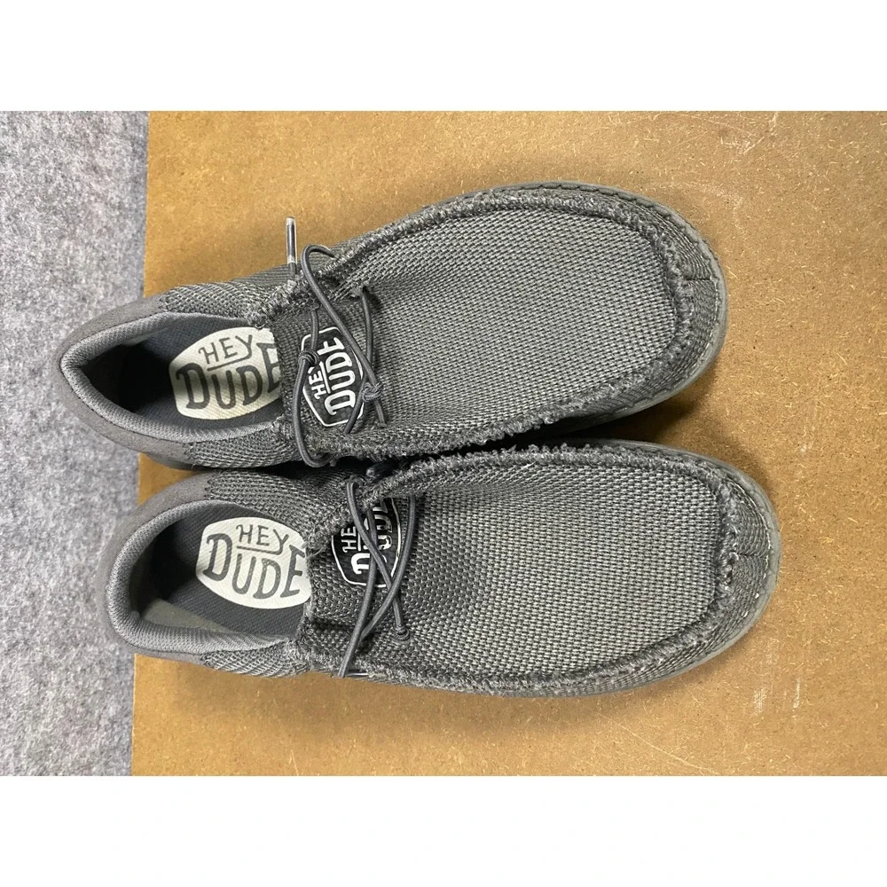 Hey Dude Wally Youth Funk Mono Grey Slip On Loafers Shoes Size Y4 L5 40045-1FX